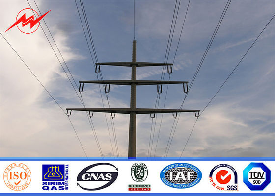 نغب 65FT المجلفن الصلب القطب مع 450Mpa ل 69kv خط نقل سمك 10MM
