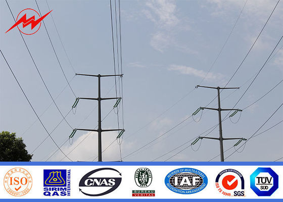 ASTM A572 المجلفن الكهربائية 10KV ~ 500KV HDG القطب الكهربائي أنبوبي الصلب للحصول على خط نقل الطاقة