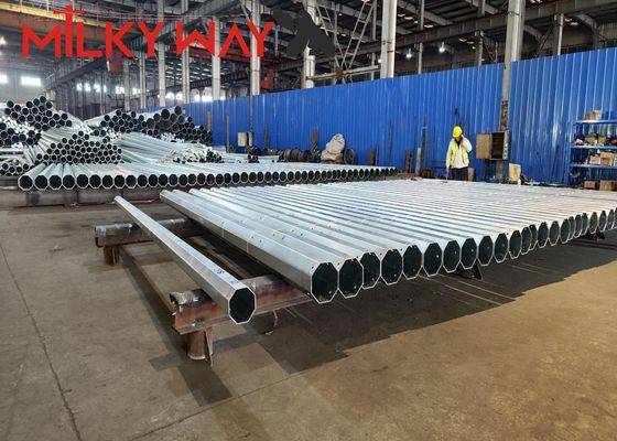 ارتفاع التثبيت المخصص قطب فولاذي معدني مع صفيحة قاعدة متصدعة وتثبيت محول مرساة