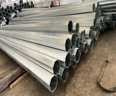 قطب أنبوبي فولاذي 8M لخط نقل توزيع الطاقة 69kV بسماكة 3mm يلبي المعايير التقنية والسلامة