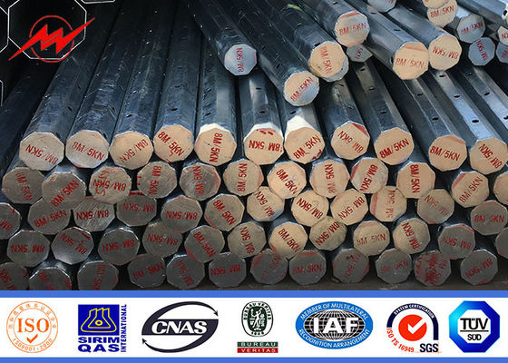 7-12M قطب فولاذي للطاقة الكهربائية 10m Q235 مع غزل الساخن للنقل