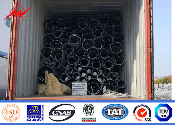 مضلع 12 م 14 م Astm A123 القطب الصلب المجلفن أنبوبي 69kv