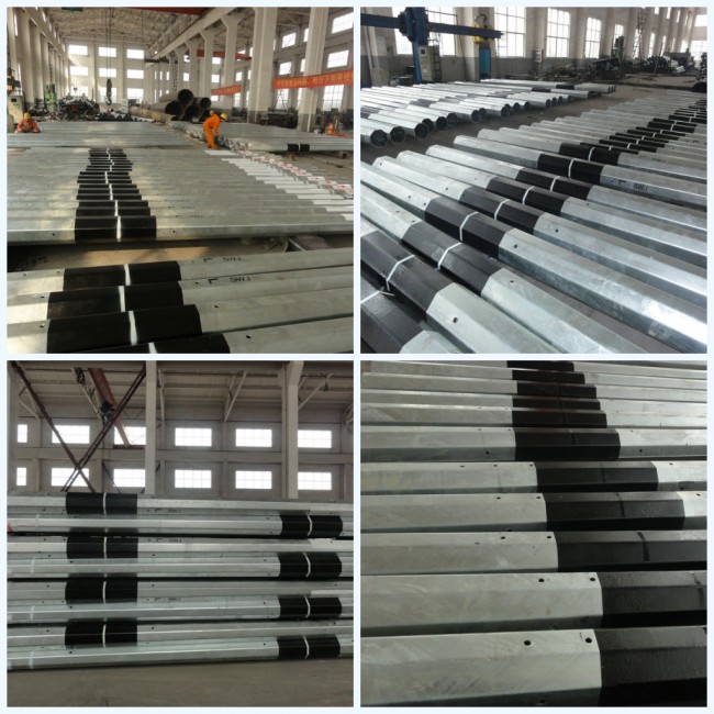 12 Sides 15M Clase 2500 Galvanized Steel Pole With Pairs of Climbing Bolt 2
