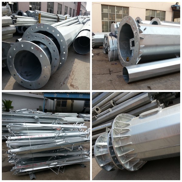 50FT 60FT 1000kg 450Mpa أقل إرتفاع الإجهاد قطب الطاقة الكهربائية ، ذراع عابرة قطب الفولاذ المغلف 2